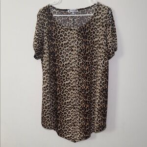 Wilde Women’s Leopard Print Sequin Open Short Sleeve Top Plus Size‎ 2X
